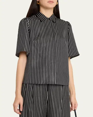 Maria McManus Striped Satin Bell Sleeve Button-Down Blouse | Thumbnail 4 Maria McManus Striped Satin Bell Sleeve Button-Down Blouse | Thumbnail 4