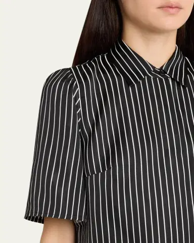 Maria McManus Striped Satin Bell Sleeve Button-Down Blouse | Thumbnail 5 Maria McManus Striped Satin Bell Sleeve Button-Down Blouse | Thumbnail 5