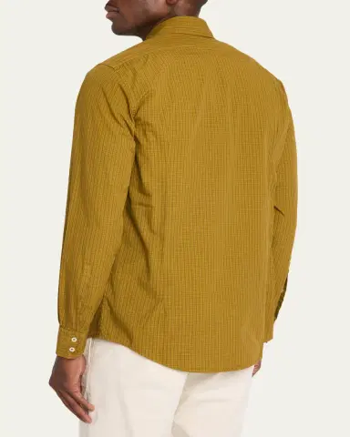 Massimo Alba Men's Micro Check Canary Cotton Shirt | Thumbnail 3 Massimo Alba Men's Micro Check Canary Cotton Shirt | Thumbnail 3