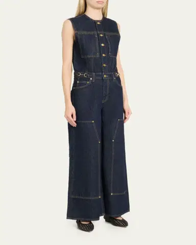 Ulla Johnson The Esme Denim Wide-Leg Jumpsuit | Thumbnail 4 Ulla Johnson The Esme Denim Wide-Leg Jumpsuit | Thumbnail 4