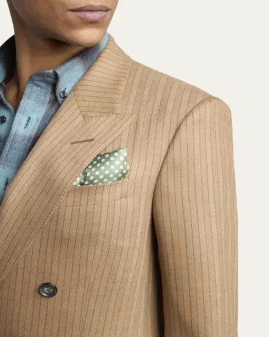 Tom Ford Men's Herringbone Wool Stripe Double-Breasted Sport Coat | Thumbnail 5 Tom Ford Men's Herringbone Wool Stripe Double-Breasted Sport Coat | Thumbnail 5