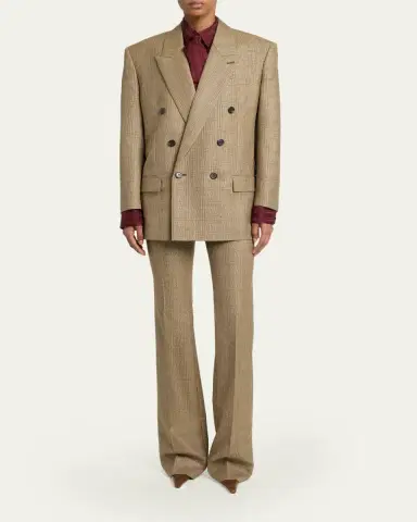 Saint Laurent Double-Breasted Prince of Wales Jacket | Thumbnail 2 Saint Laurent Double-Breasted Prince of Wales Jacket | Thumbnail 2