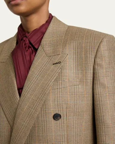 Saint Laurent Double-Breasted Prince of Wales Jacket | Thumbnail 5 Saint Laurent Double-Breasted Prince of Wales Jacket | Thumbnail 5