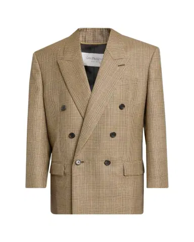 Saint Laurent Double-Breasted Prince of Wales Jacket | Thumbnail 1 Saint Laurent Double-Breasted Prince of Wales Jacket | Thumbnail 1
