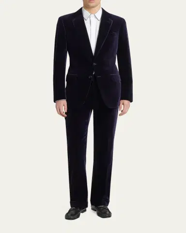 Tom Ford Men's Cotton Velvet Straight Leg Flat-Front Trousers | Thumbnail 2 Tom Ford Men's Cotton Velvet Straight Leg Flat-Front Trousers | Thumbnail 2