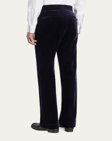 Tom Ford Men's Cotton Velvet Straight Leg Flat-Front Trousers | Thumbnail 3 Tom Ford Men's Cotton Velvet Straight Leg Flat-Front Trousers | Thumbnail 3
