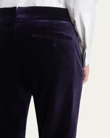 Tom Ford Men's Cotton Velvet Straight Leg Flat-Front Trousers | Thumbnail 5 Tom Ford Men's Cotton Velvet Straight Leg Flat-Front Trousers | Thumbnail 5