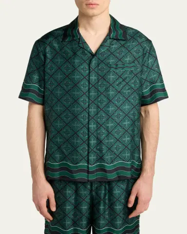 Casablanca Men's Radiating Monogram Silk Shirt | Thumbnail 4 Casablanca Men's Radiating Monogram Silk Shirt | Thumbnail 4