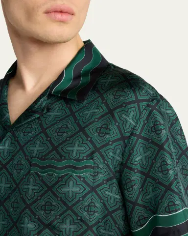 Casablanca Men's Radiating Monogram Silk Shirt | Thumbnail 5 Casablanca Men's Radiating Monogram Silk Shirt | Thumbnail 5