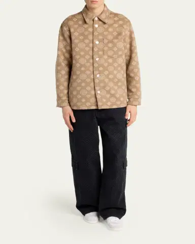 Casablanca Men's Wool Monogram Shirt Jacket | Thumbnail 2 Casablanca Men's Wool Monogram Shirt Jacket | Thumbnail 2