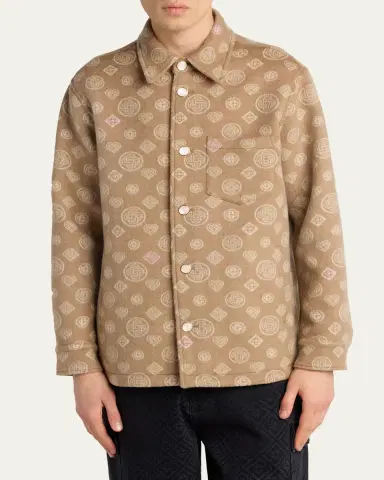 Casablanca Men's Wool Monogram Shirt Jacket | Thumbnail 4 Casablanca Men's Wool Monogram Shirt Jacket | Thumbnail 4