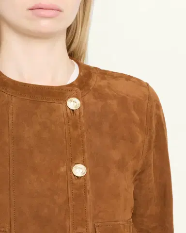 Saint Laurent Suede Collarless Short Jacket | Thumbnail 5 Saint Laurent Suede Collarless Short Jacket | Thumbnail 5