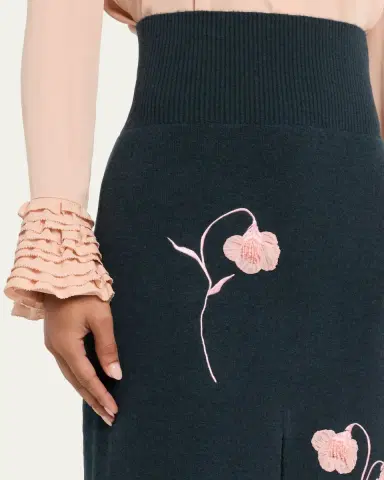 Erdem Embroidered Wool Knit Midi Pencil Skirt | Thumbnail 5 Erdem Embroidered Wool Knit Midi Pencil Skirt | Thumbnail 5
