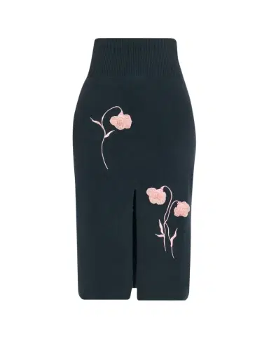 Erdem Embroidered Wool Knit Midi Pencil Skirt | Thumbnail 1 Erdem Embroidered Wool Knit Midi Pencil Skirt | Thumbnail 1