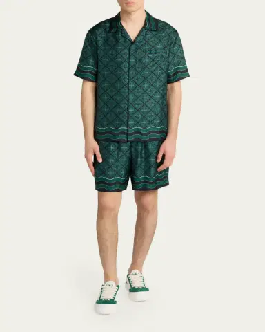 Casablanca Men's Radiating Monogram Silk Shorts | Thumbnail 2 Casablanca Men's Radiating Monogram Silk Shorts | Thumbnail 2