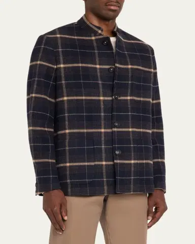 Massimo Alba Men's Wool-Cashmere Plaid Blazer | Thumbnail 4 Massimo Alba Men's Wool-Cashmere Plaid Blazer | Thumbnail 4