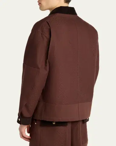 Casablanca Men's Cotton Monogram Corduroy-Trim Shirt Jacket | Thumbnail 3 Casablanca Men's Cotton Monogram Corduroy-Trim Shirt Jacket | Thumbnail 3