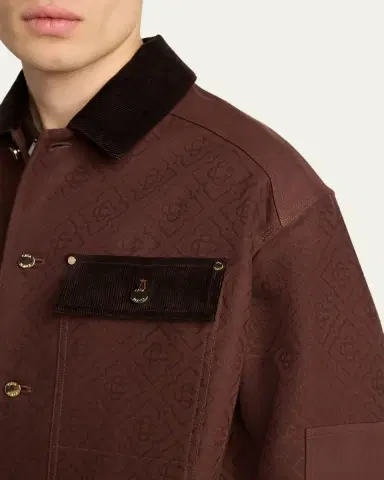 Casablanca Men's Cotton Monogram Corduroy-Trim Shirt Jacket | Thumbnail 5 Casablanca Men's Cotton Monogram Corduroy-Trim Shirt Jacket | Thumbnail 5