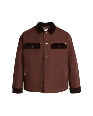 Casablanca Men's Cotton Monogram Corduroy-Trim Shirt Jacket | Thumbnail 1 Casablanca Men's Cotton Monogram Corduroy-Trim Shirt Jacket | Thumbnail 1