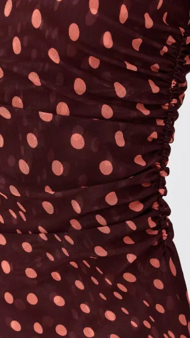 Stella McCartney Polka Dot Mesh Long Dress Burgundy/Pink M | Thumbnail 6 Stella McCartney Polka Dot Mesh Long Dress Burgundy/Pink M | Thumbnail 6