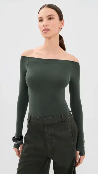 Commando Ballet Off Shoulder Thong Bodysuit with Thumbholes | Thumbnail 2 Commando Ballet Off Shoulder Thong Bodysuit with Thumbholes | Thumbnail 2
