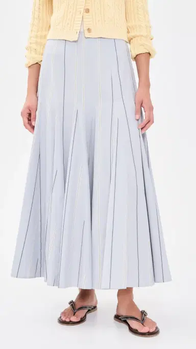 Polo Ralph Lauren Poplin Midi A-Line Skirt 202 Lt Bl/Crm | Thumbnail 2 Polo Ralph Lauren Poplin Midi A-Line Skirt 202 Lt Bl/Crm | Thumbnail 2