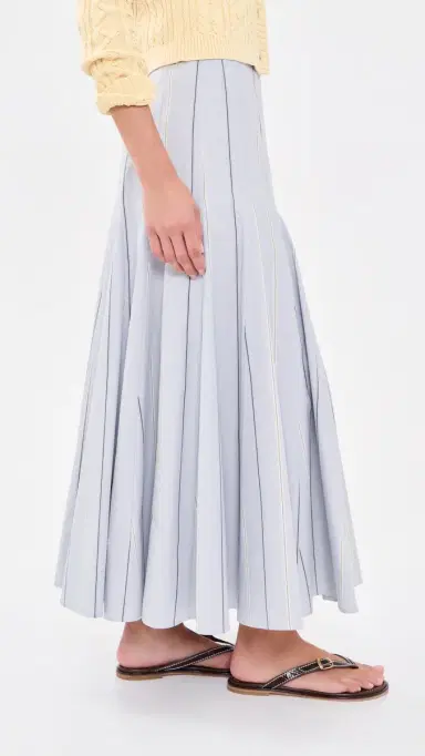 Polo Ralph Lauren Poplin Midi A-Line Skirt 202 Lt Bl/Crm | Thumbnail 4 Polo Ralph Lauren Poplin Midi A-Line Skirt 202 Lt Bl/Crm | Thumbnail 4
