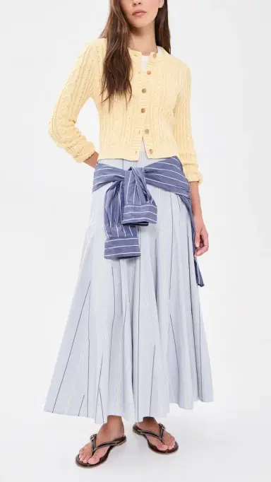 Polo Ralph Lauren Poplin Midi A-Line Skirt 202 Lt Bl/Crm | Thumbnail 5 Polo Ralph Lauren Poplin Midi A-Line Skirt 202 Lt Bl/Crm | Thumbnail 5