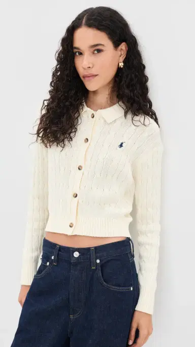 Polo Ralph Lauren Collared Cardigan Clubhouse Cream | Thumbnail 2 Polo Ralph Lauren Collared Cardigan Clubhouse Cream | Thumbnail 2
