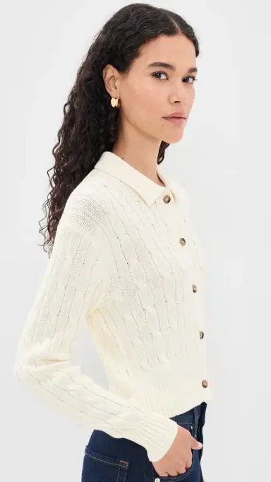 Polo Ralph Lauren Collared Cardigan Clubhouse Cream | Thumbnail 4 Polo Ralph Lauren Collared Cardigan Clubhouse Cream | Thumbnail 4