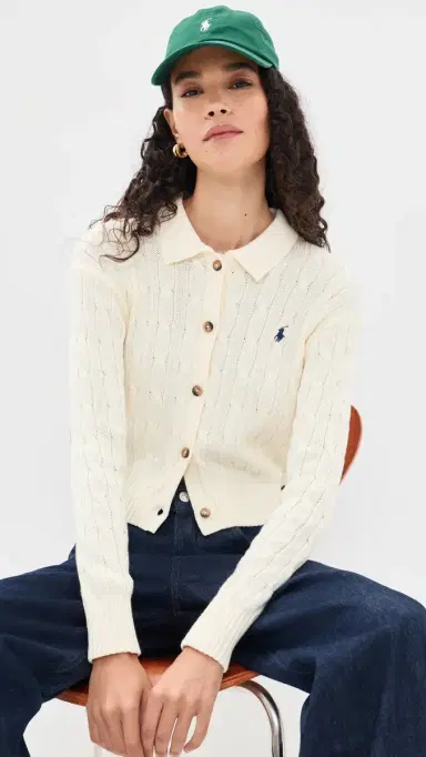 Polo Ralph Lauren Collared Cardigan Clubhouse Cream | Thumbnail 6 Polo Ralph Lauren Collared Cardigan Clubhouse Cream | Thumbnail 6