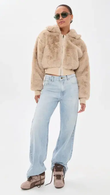 LIONESS Drita Faux Fur Jacket Sand | Thumbnail 5 LIONESS Drita Faux Fur Jacket Sand | Thumbnail 5