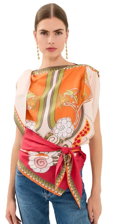 La DoubleJ Full-On Foulard Silk Scarf Top AMBROSIA PLACÉE One Size | Thumbnail 1 La DoubleJ Full-On Foulard Silk Scarf Top AMBROSIA PLACÉE One Size | Thumbnail 1