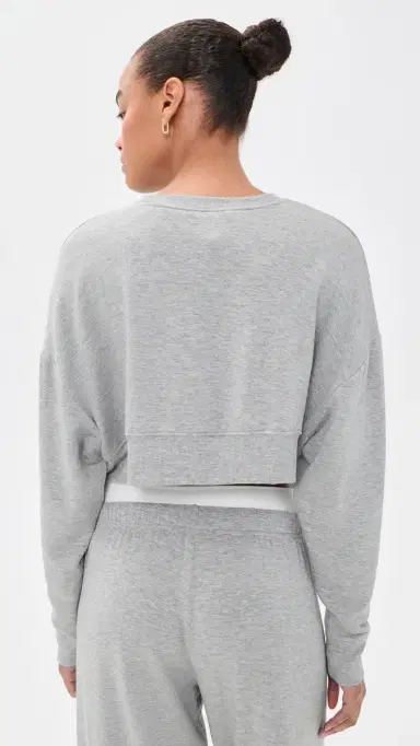 Splits59 Noah Fleece Crop Sweatshirt Heather Grey | Thumbnail 3 Splits59 Noah Fleece Crop Sweatshirt Heather Grey | Thumbnail 3