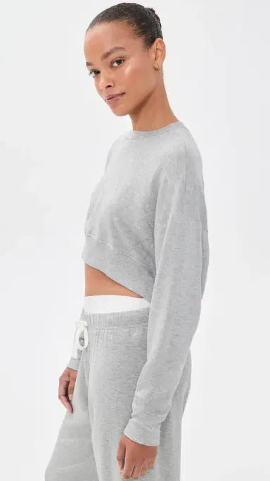 Splits59 Noah Fleece Crop Sweatshirt Heather Grey | Thumbnail 4 Splits59 Noah Fleece Crop Sweatshirt Heather Grey | Thumbnail 4