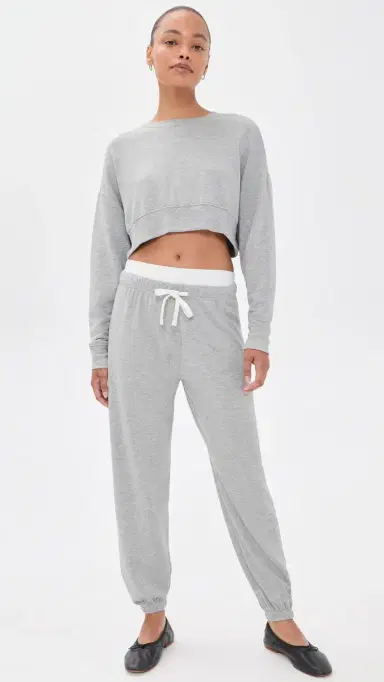 Splits59 Noah Fleece Crop Sweatshirt Heather Grey | Thumbnail 5 Splits59 Noah Fleece Crop Sweatshirt Heather Grey | Thumbnail 5