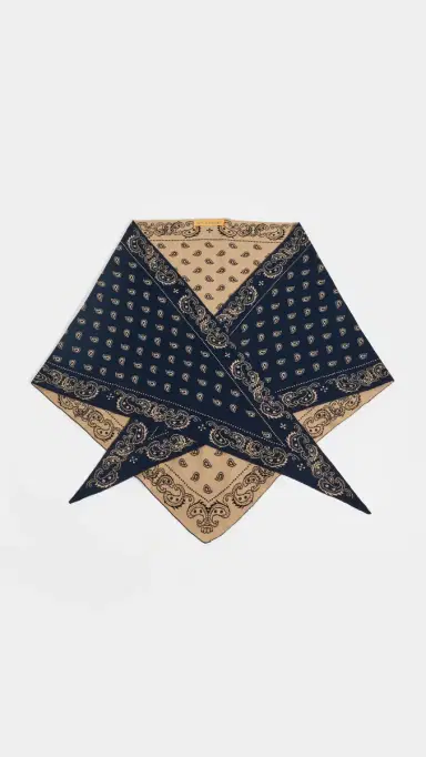 Guest in Residence The Wild Rag Triangle Scarf Navy/Camel One Size | Thumbnail 2 Guest in Residence The Wild Rag Triangle Scarf Navy/Camel One Size | Thumbnail 2