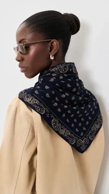 Guest in Residence The Wild Rag Triangle Scarf Navy/Camel One Size | Thumbnail 4 Guest in Residence The Wild Rag Triangle Scarf Navy/Camel One Size | Thumbnail 4