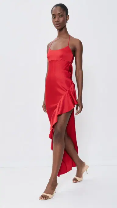 ALICE + OLIVIA Palma Ruffle Slip Dress Hibiscus | Thumbnail 2 ALICE + OLIVIA Palma Ruffle Slip Dress Hibiscus | Thumbnail 2