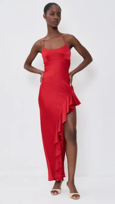 ALICE + OLIVIA Palma Ruffle Slip Dress Hibiscus | Thumbnail 5 ALICE + OLIVIA Palma Ruffle Slip Dress Hibiscus | Thumbnail 5