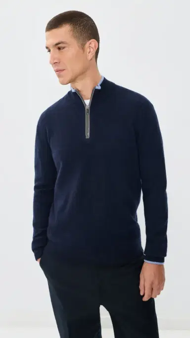 Greyson ebonack Cashmere Blend Quarter Zip weater MALTEE BLUE | Thumbnail 2 Greyson ebonack Cashmere Blend Quarter Zip weater MALTEE BLUE | Thumbnail 2