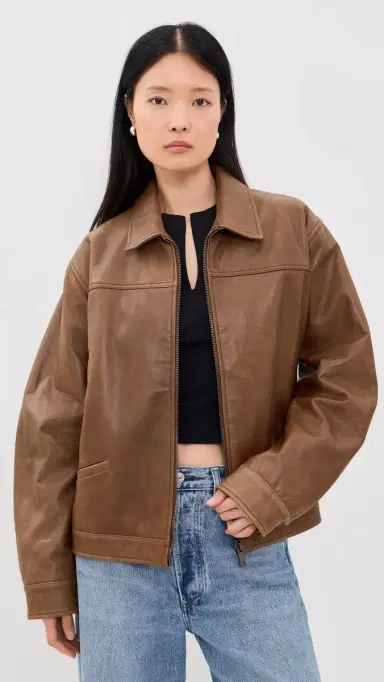 Haikure Jocelyn Cropped Silky Leather Jacket Tan S | Thumbnail 2 Haikure Jocelyn Cropped Silky Leather Jacket Tan S | Thumbnail 2