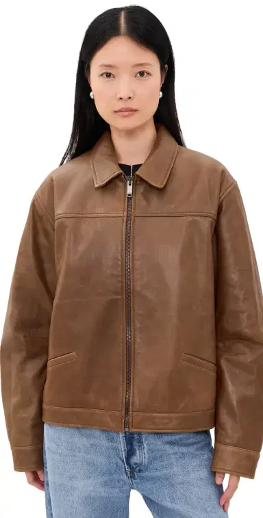Haikure Jocelyn Cropped Silky Leather Jacket Tan S | Thumbnail 1 Haikure Jocelyn Cropped Silky Leather Jacket Tan S | Thumbnail 1