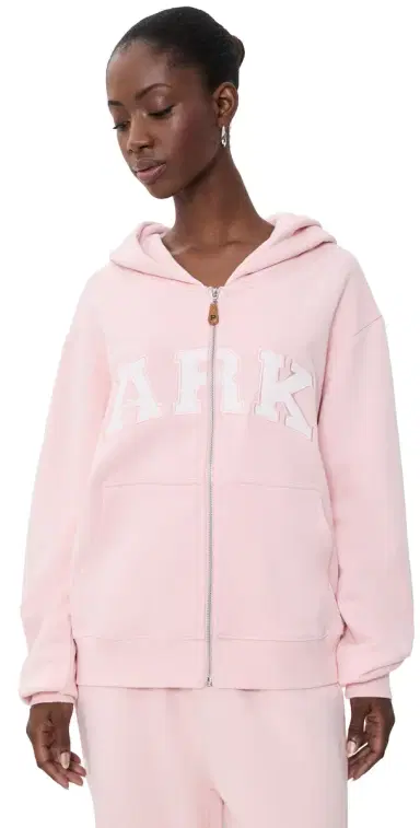 PARKE Zip-up Varsity Hoodie Rose | Thumbnail 1 PARKE Zip-up Varsity Hoodie Rose | Thumbnail 1