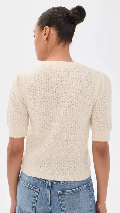 FRAME The Gathered Honeycomb Cashmere Sweater Cream | Thumbnail 3 FRAME The Gathered Honeycomb Cashmere Sweater Cream | Thumbnail 3