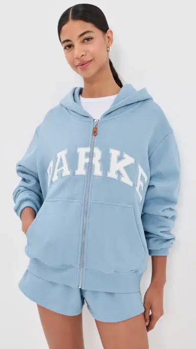 PARKE Zip-up Varsity Hoodie Sky | Thumbnail 2 PARKE Zip-up Varsity Hoodie Sky | Thumbnail 2