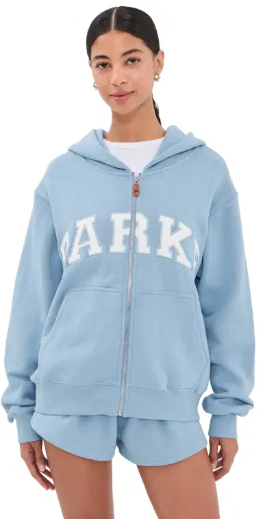 PARKE Zip-up Varsity Hoodie Sky | Thumbnail 1 PARKE Zip-up Varsity Hoodie Sky | Thumbnail 1