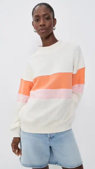 PARKE Vintage Stripe Sweatshirt Creamsicle/Rose | Thumbnail 2 PARKE Vintage Stripe Sweatshirt Creamsicle/Rose | Thumbnail 2
