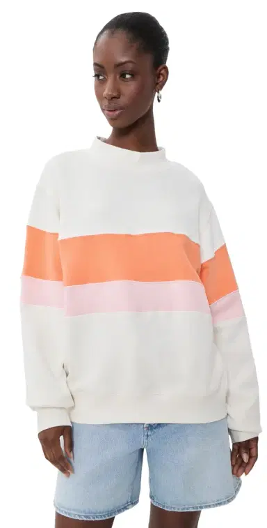 PARKE Vintage Stripe Sweatshirt Creamsicle/Rose | Thumbnail 1 PARKE Vintage Stripe Sweatshirt Creamsicle/Rose | Thumbnail 1
