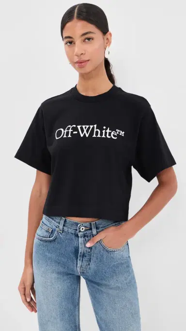 Off-White Big Logo Bookish Crop Tee Black/White | Thumbnail 2 Off-White Big Logo Bookish Crop Tee Black/White | Thumbnail 2